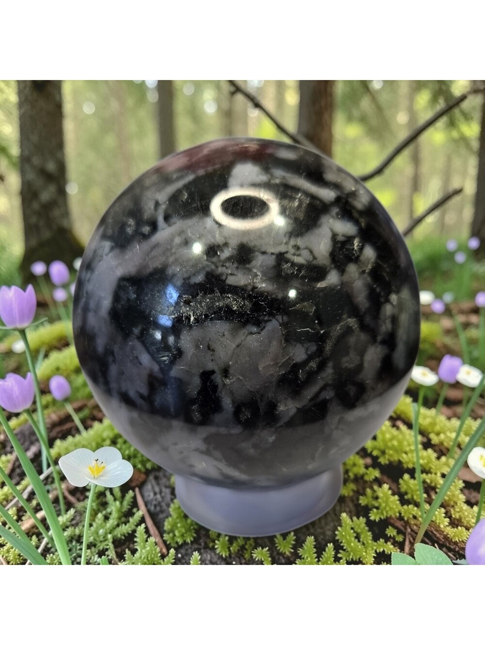 A192. Indigo Gabbro (Mystic Merlinite) Natural Crystal Sphere Orb 59mm - RARE!